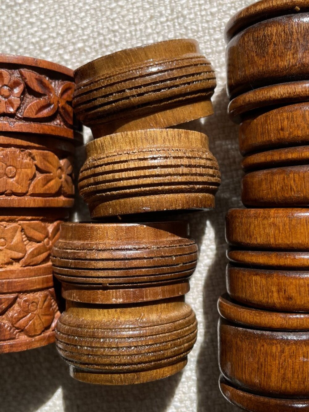 (12) Vintage Wood Napkin Rings Lot